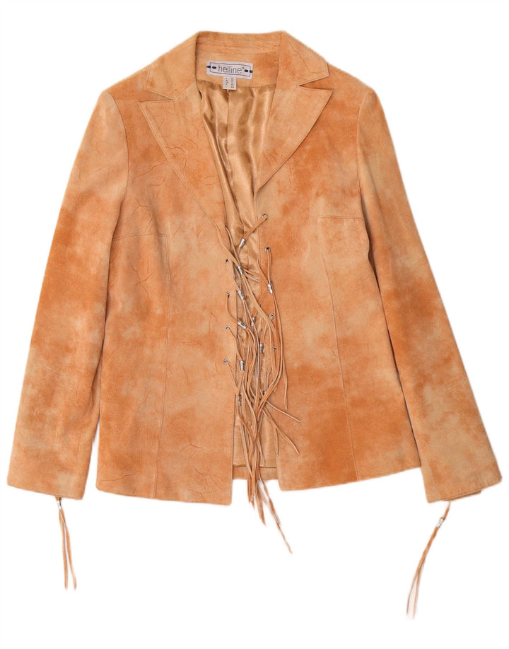 HELLINE Γυναικείο Suede Jacket UK 12 Medium Beige Tie Dye Leather