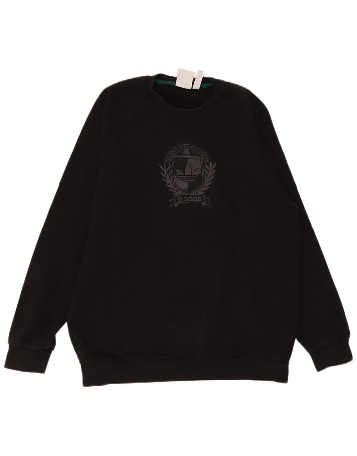 Ανδρικό γραφικό φούτερ Adidas Jumper μεγάλο μαύρο βαμβακερό
