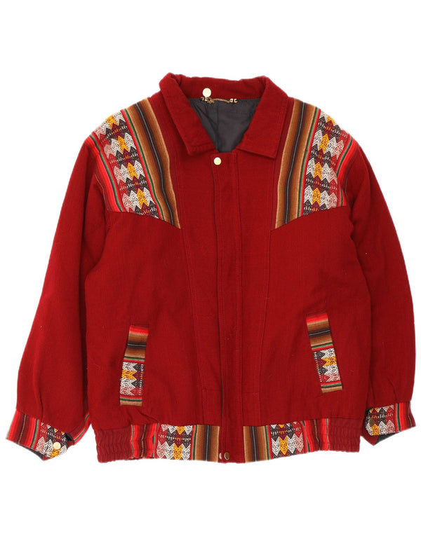 Vintage Ανδρικό Bomber Jacket UK 44 XL Βουργουνδίας γεωμετρικό