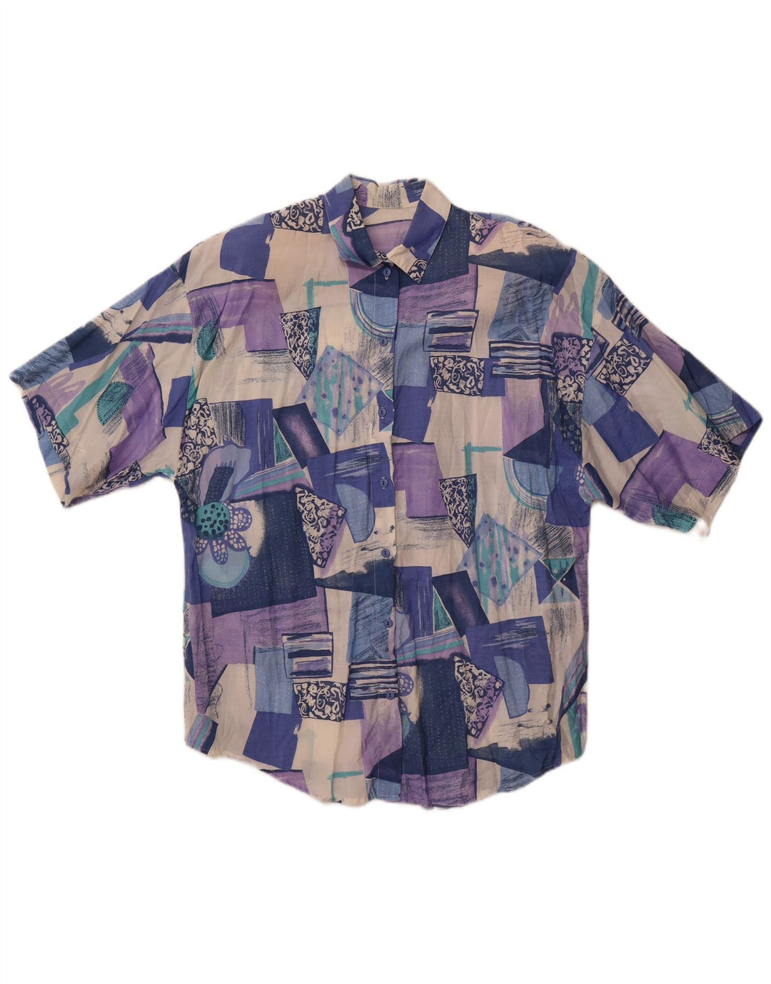 Vintage γυναικείο κοντομάνικο πουκάμισο UK 18 XL Πολύχρωμο συνονθύλευμα