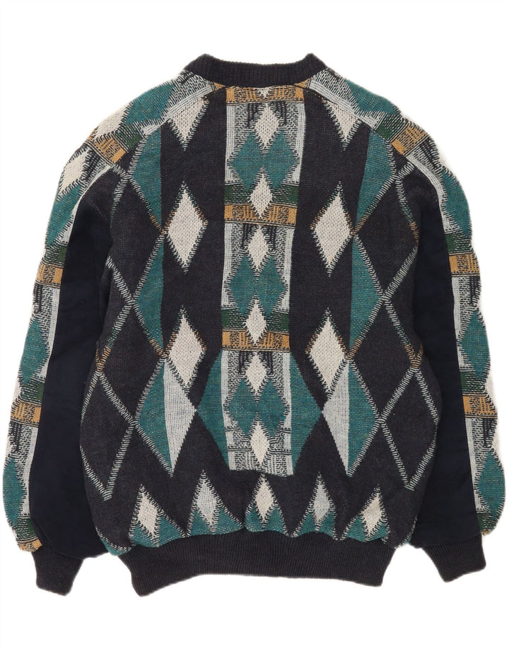 Luciano Chiari Ανδρικό Bomber Jacket UK 40 Large Navy Blue Argyle/Diamond