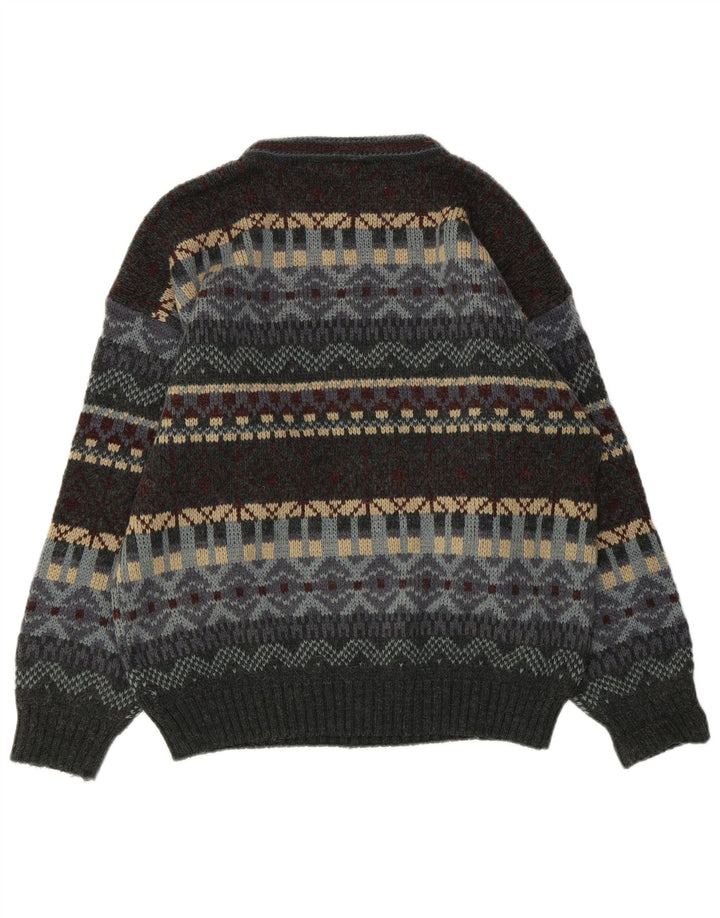 Vintage ανδρικό πουλόβερ με λαιμόκοψη UK 38/40 Medium Grey Fair Isle