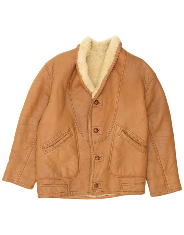 Vintage Ανδρικό Shearling Jacket UK 40 Large Brown