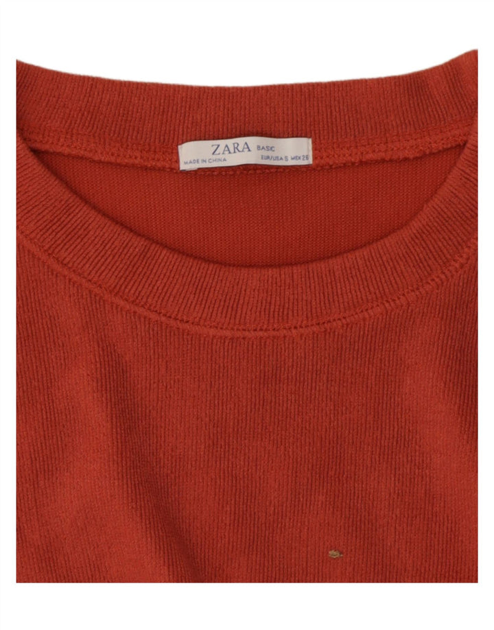 Zara γυναικεία υπερμεγέθη Crop μακρυμάνικη μπλούζα τοπ UK 10 Small Orange