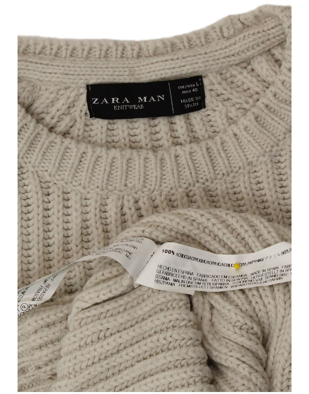 Ανδρικό πουλόβερ Zara Crew Neck Jumper Μεγάλο Γκρι Ακρυλικό