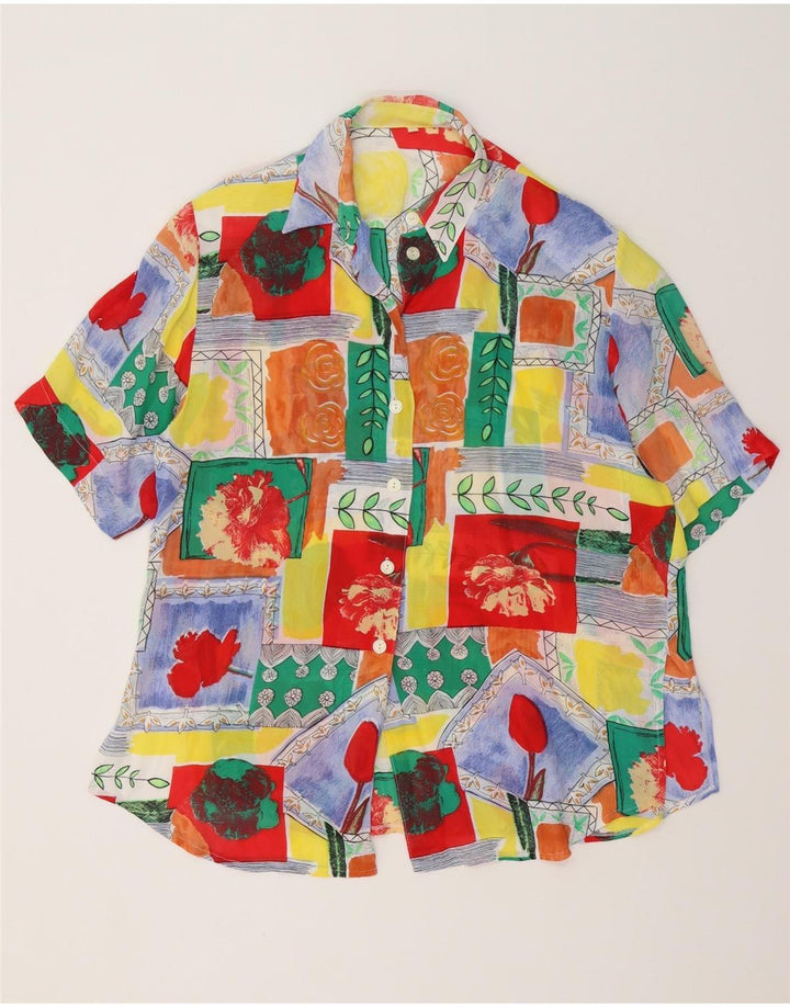 Vintage γυναικείο πουκάμισο Longline Μπλούζα EU 40 Μέτρια πολύχρωμη βισκόζη