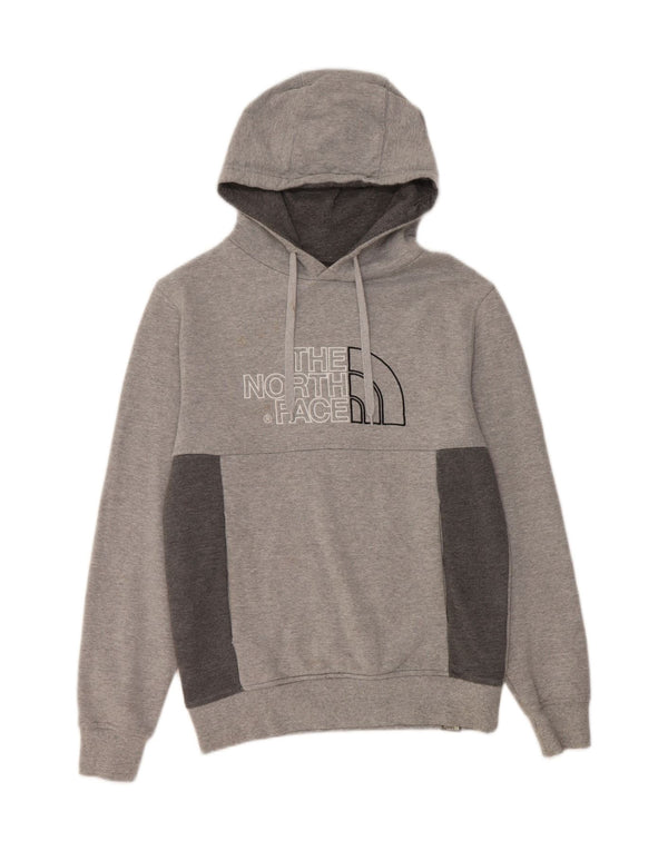THE NORTH FACE Mens Graphic Hoodie Jumper Small Grey Colourblock Cotton