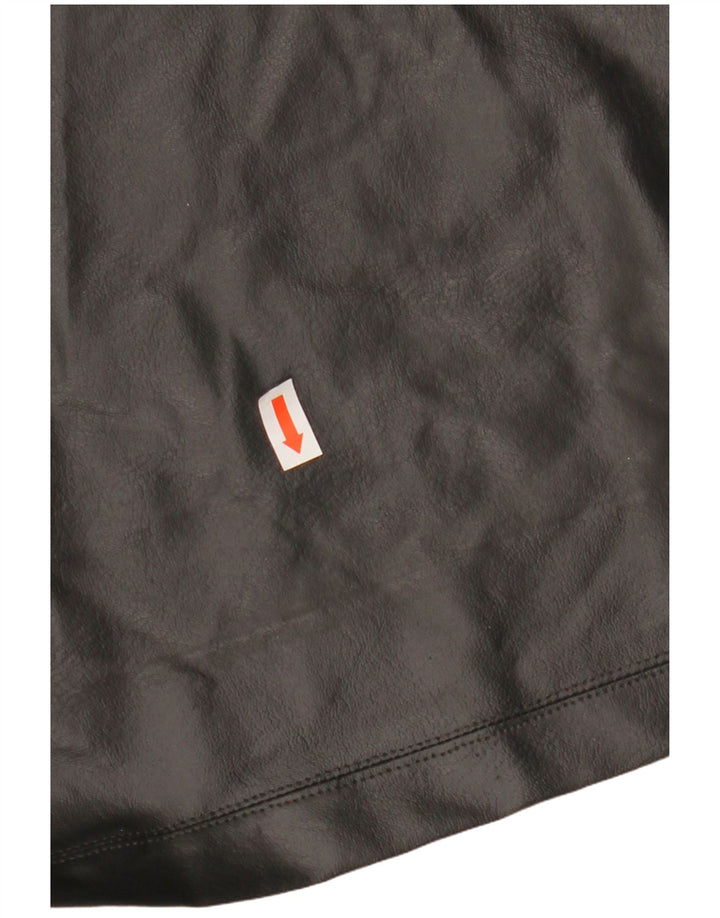 VINTAGE Γυναικείο Δερμάτινο Παλτό UK 12 Medium Black Colourblock