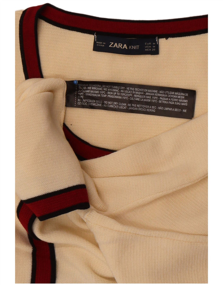 Zara Γυναικεία Ζακέτα Crop UK 12 Medium Off White