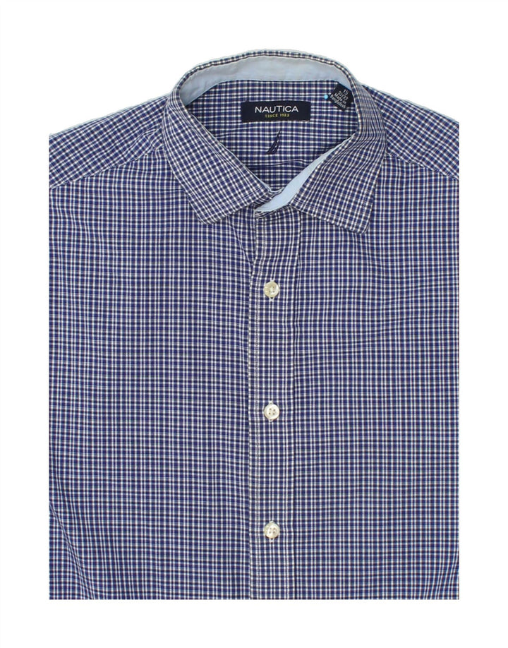 NAUTICA Mens Shirt Size 15 Medium Blue Check Cotton Vintage Nautica and Second-Hand Nautica from Messina Hembry 
