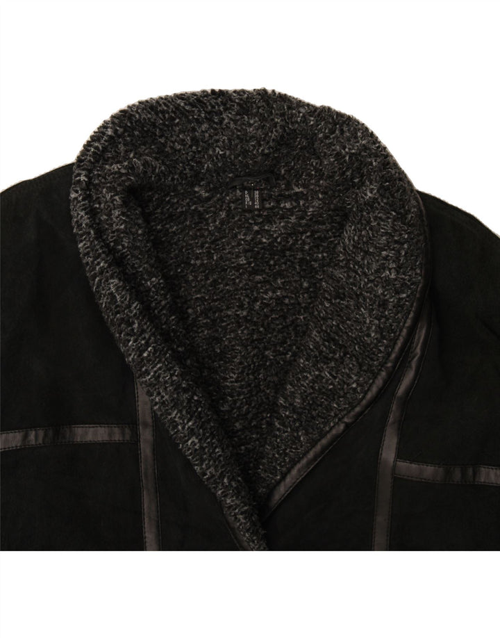 RIGANY Womens Shearling Coat UK 12 Medium Black Leather Vintage Rigany and Second-Hand Rigany from Messina Hembry 