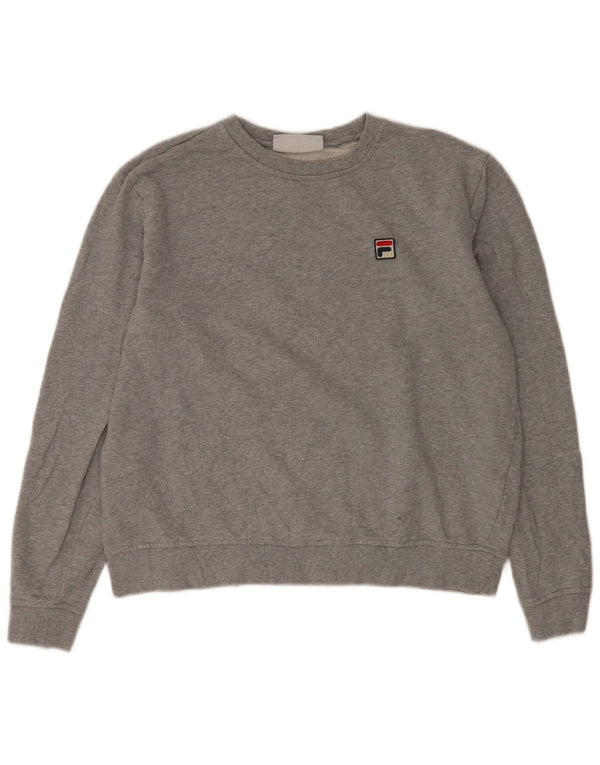 Fila Womens Crop Sweatshirt Jumper UK 16 Large Grey Flecked Cotton