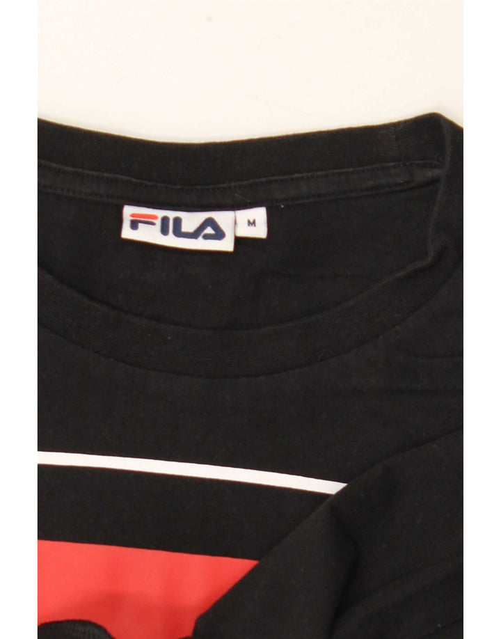 Fila Γυναικείο Crop Graphic T-Shirt Top UK 14 Medium Black