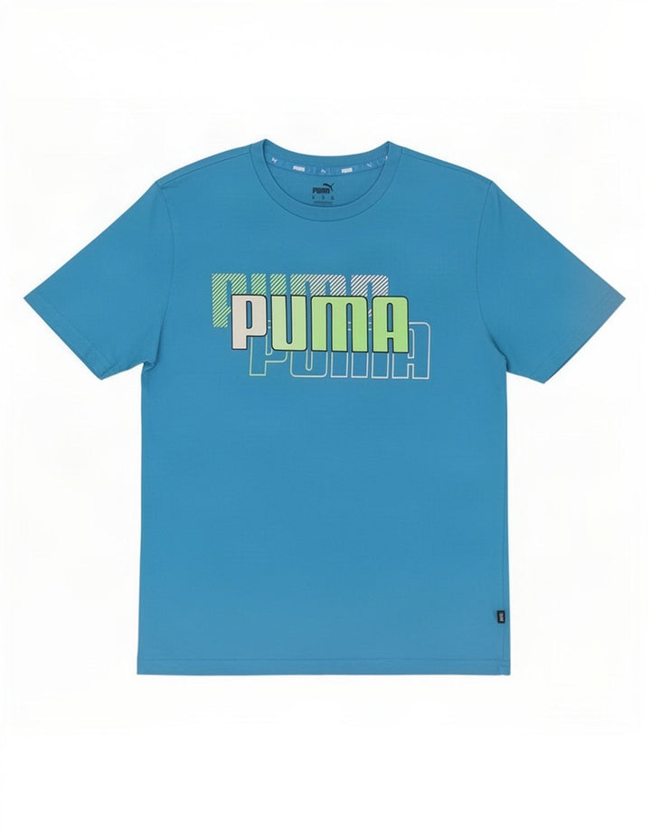 Ανδρικό γραφικό μπλουζάκι Puma, μεσαίο μπλε βαμβακερό