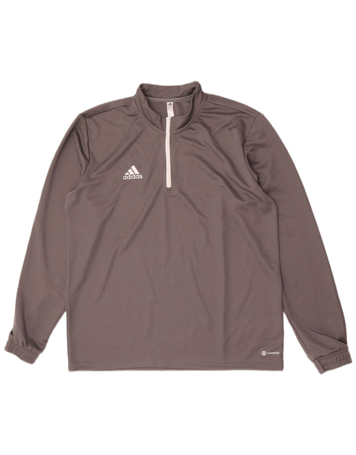 Adidas ανδρική φόρμα πουλόβερ με φερμουάρ Aeroready Top XL Grey Polyester