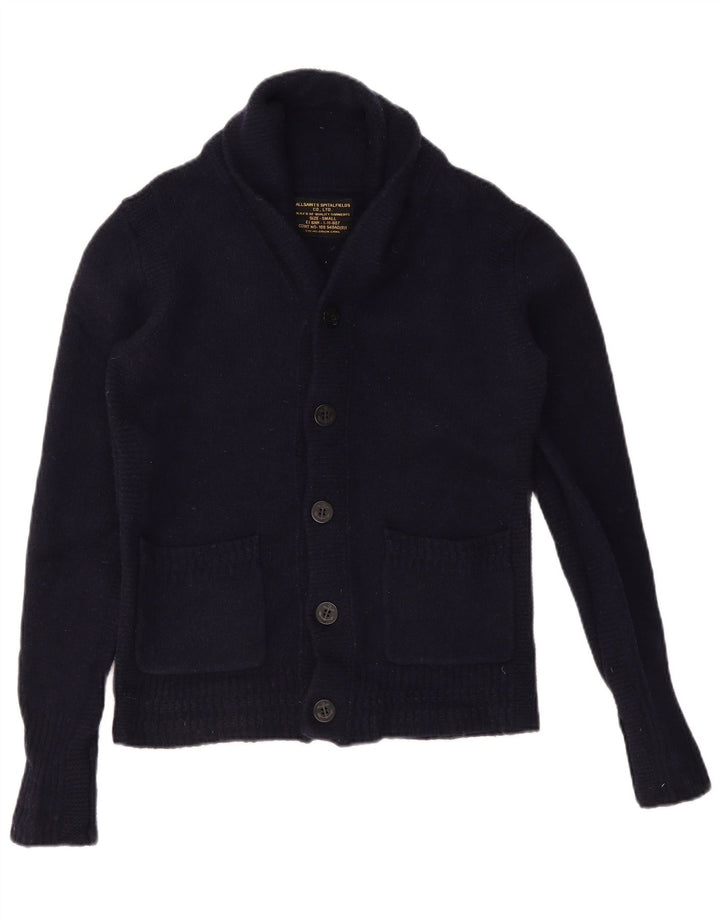 Ανδρικό πουλόβερ ζακέτα ALL SAINTS Small Navy Blue Lambswool