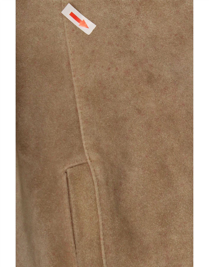 Vintage Γυναικείο Suede Bomber Jacket EU 50 XL Beige Colourblock Πολυακρυλικό
