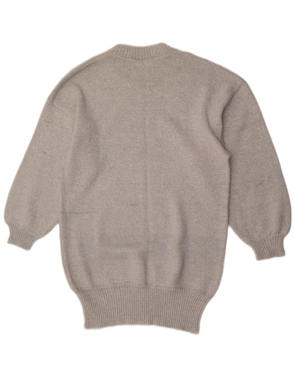 Vintage γυναικείο πουλόβερ Longline Crew Neck Jumper UK 16 Large Grey Flecked