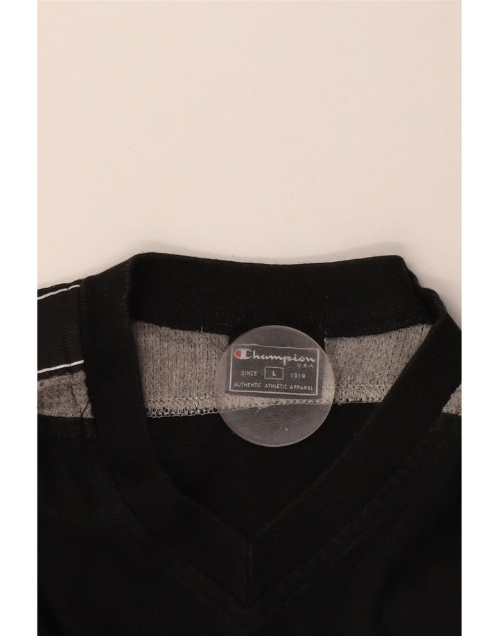 Ανδρικό γραφικό T-Shirt Champion Top Large Black Colourblock