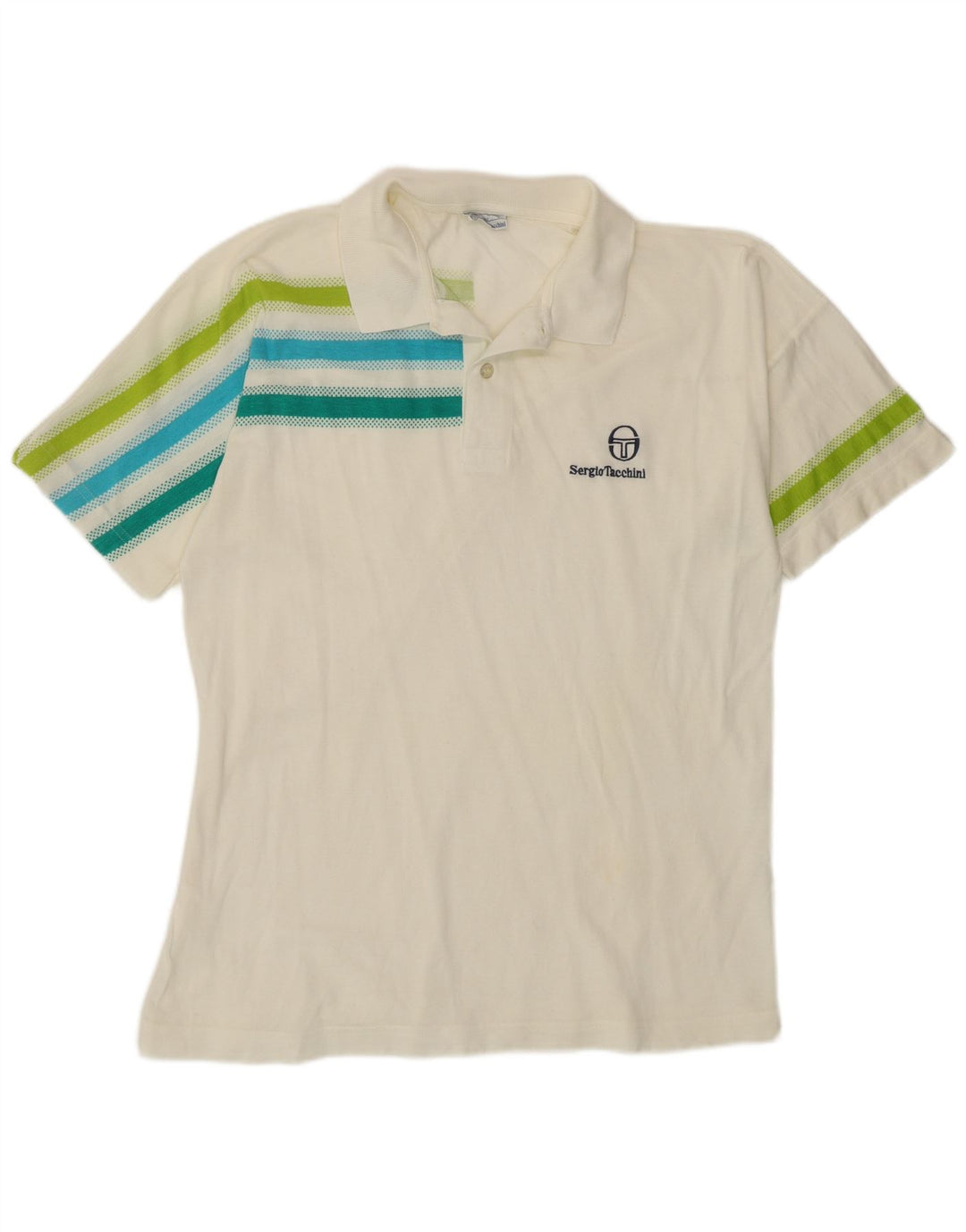SERGIO TACCHINI Ανδρικό μπλουζάκι πόλο IT 50 Μεσαίο λευκό ριγέ βαμβακερό