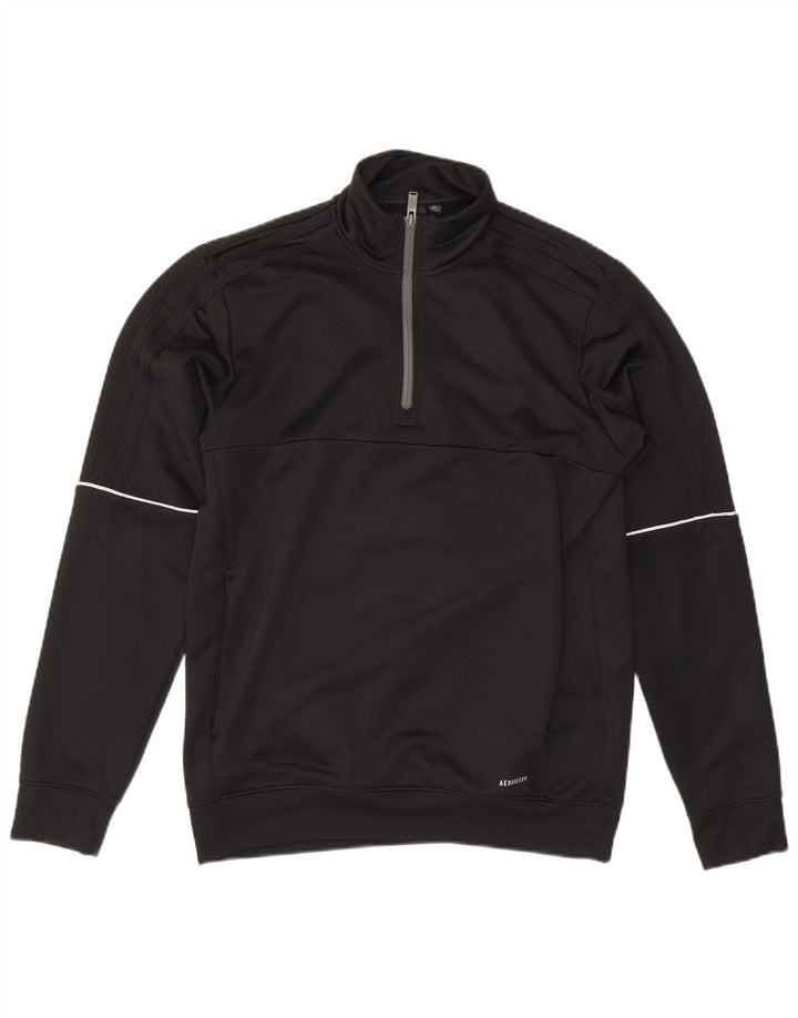 Ανδρικό φούτερ Adidas Aeroready με φερμουάρ, μεσαίο μαύρο πολυεστέρα