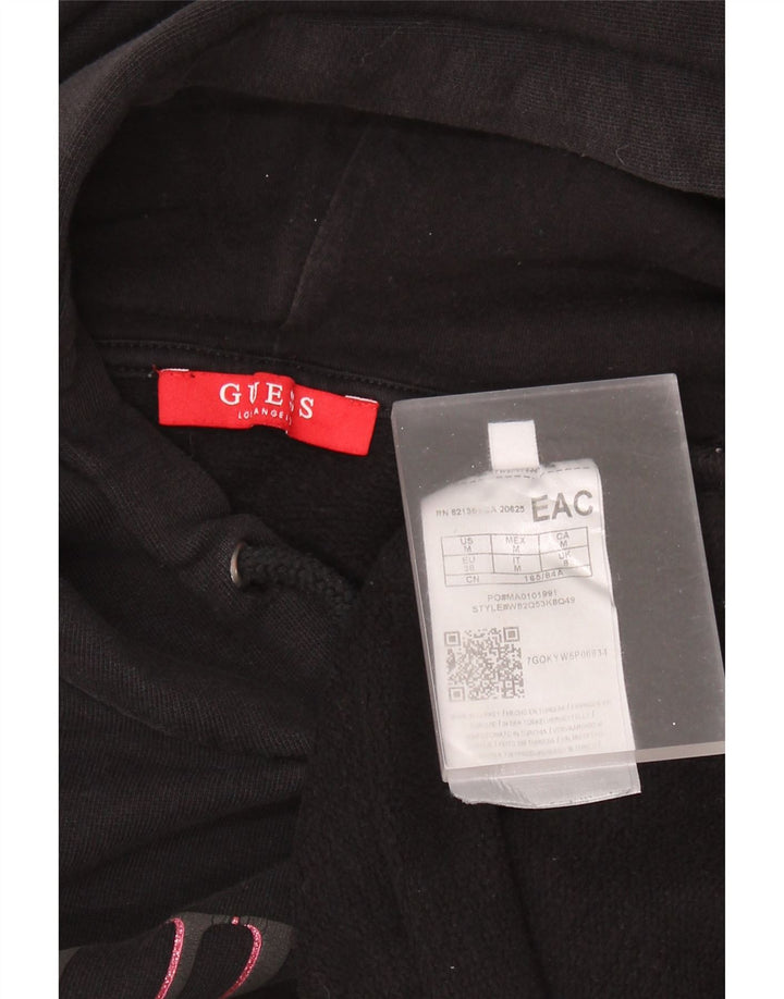 GUESS Γυναικείο υπερμεγέθη 3/4 μανίκι γραφικό κουκούλα UK 8 Small Black