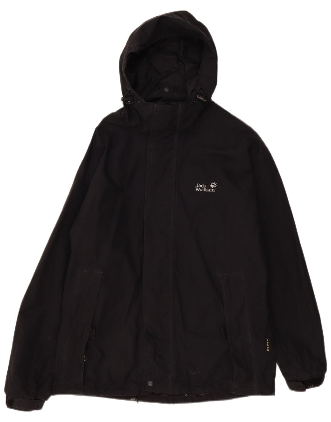 Jack Wolfskin Ανδρικό μπουφάν βροχής με κουκούλα UK 36/38 μεσαίο μαύρο πολυαμίδιο