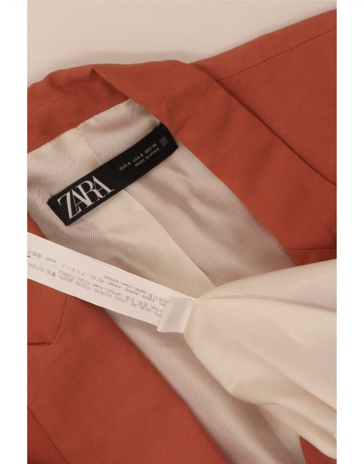 Zara Γυναικείο Open Blazer Jacket UK 10 Small Orange Acetate