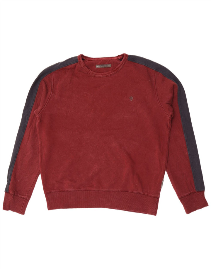 Ανδρικό φούτερ French Connection Jumper Medium Maroon Colourblock Βαμβακερό