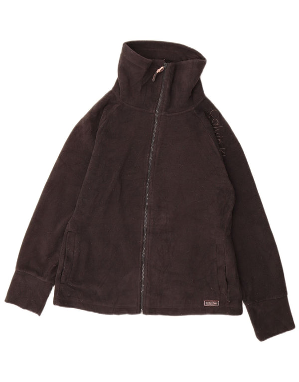 CALVIN KLEIN JEANS Γυναικείο γραφικό φλις μπουφάν UK 12 Medium Grey