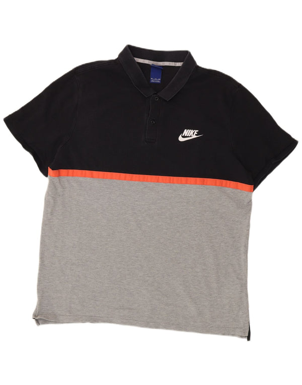 Ανδρικό μπλουζάκι πόλο Nike 2XL μαύρο χρώματος βαμβακερό