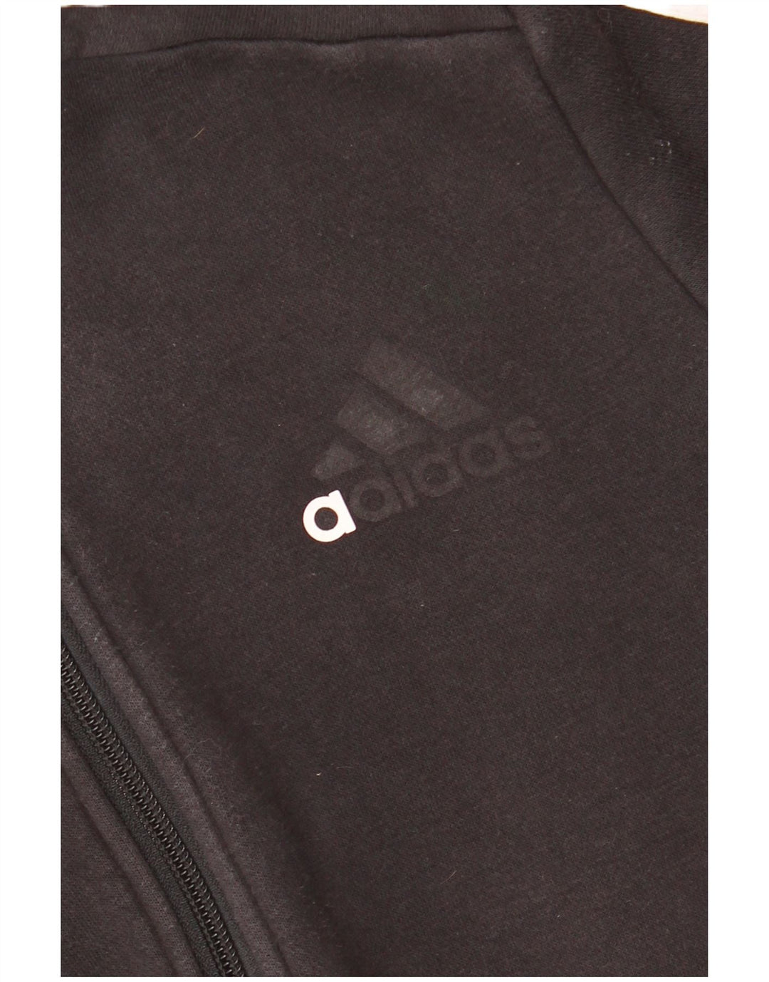 ADIDAS Boys Zip Hoodie πουλόβερ 11-12 ετών μαύρο βαμβακερό