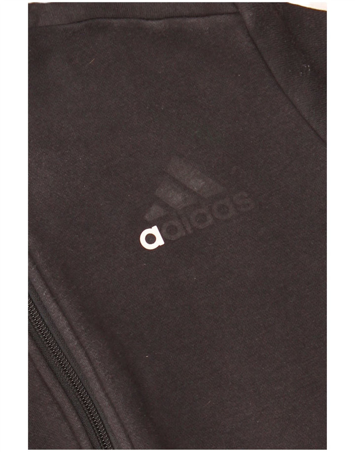 ADIDAS Boys Zip Hoodie πουλόβερ 11-12 ετών μαύρο βαμβακερό