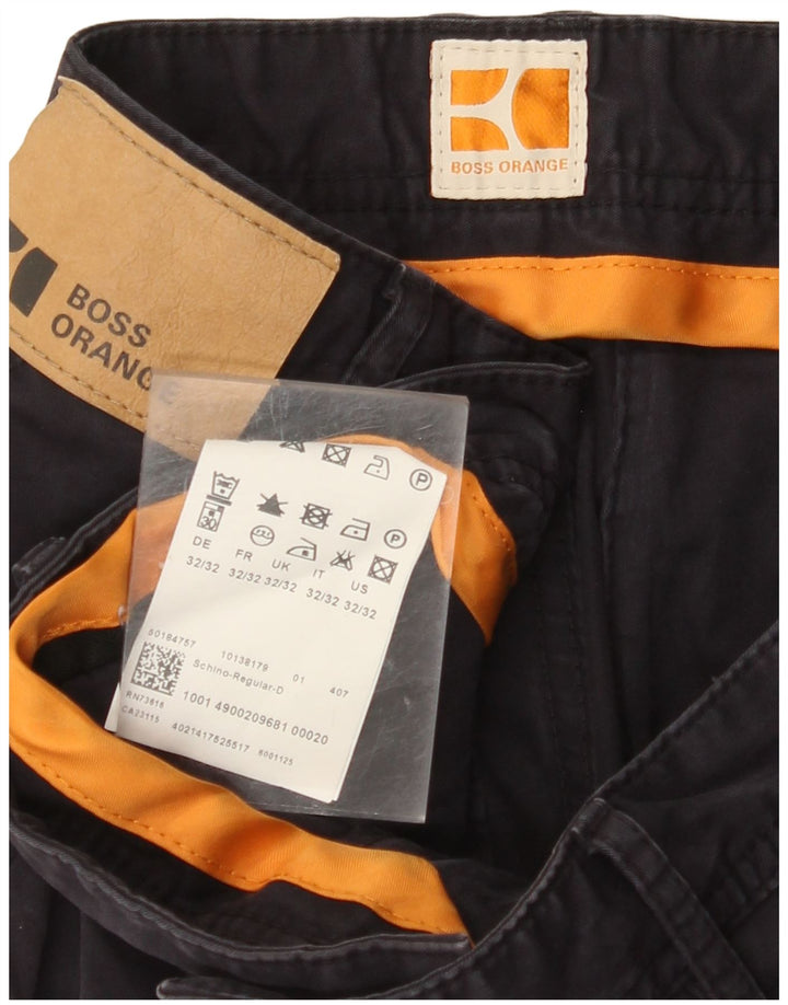 HUGO BOSS Ανδρικό παντελόνι Chino με κανονική εφαρμογή W32 L32 Μπλε βαμβακερό