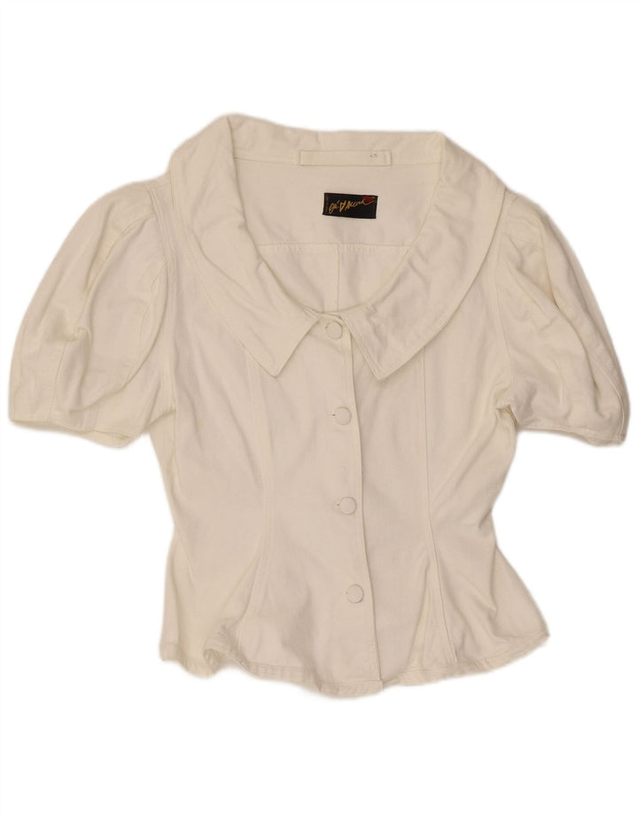 Vintage γυναικείο κοντομάνικο μπλούζα UK 12 Medium White