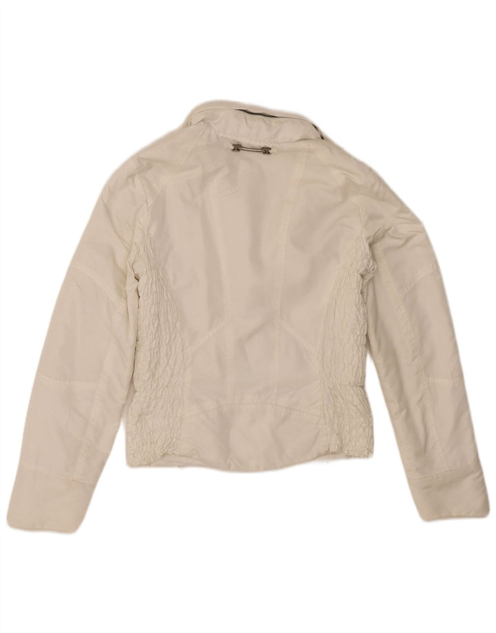 Zara Γυναικείο Bomber Jacket UK 12 Medium White Polyester