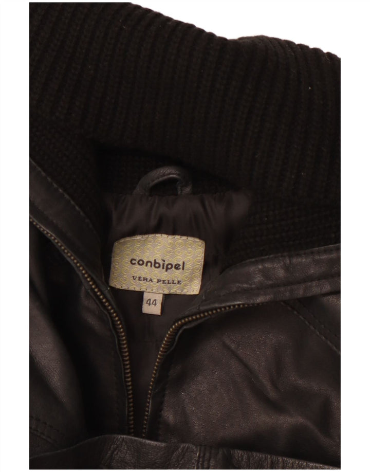 CONBIPEL Γυναικείο Δερμάτινο Παλτό IT 44 Μεσαίο Μαύρο Δέρμα