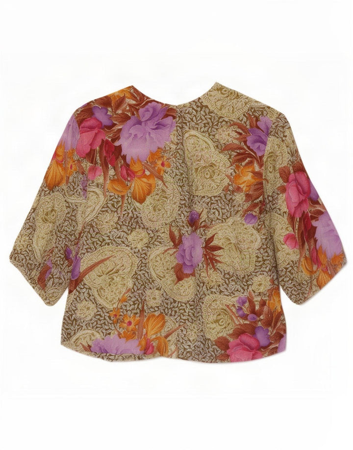 Vintage γυναικείο πουκάμισο Crop μπλούζα UK 12 Medium πολύχρωμο Floral