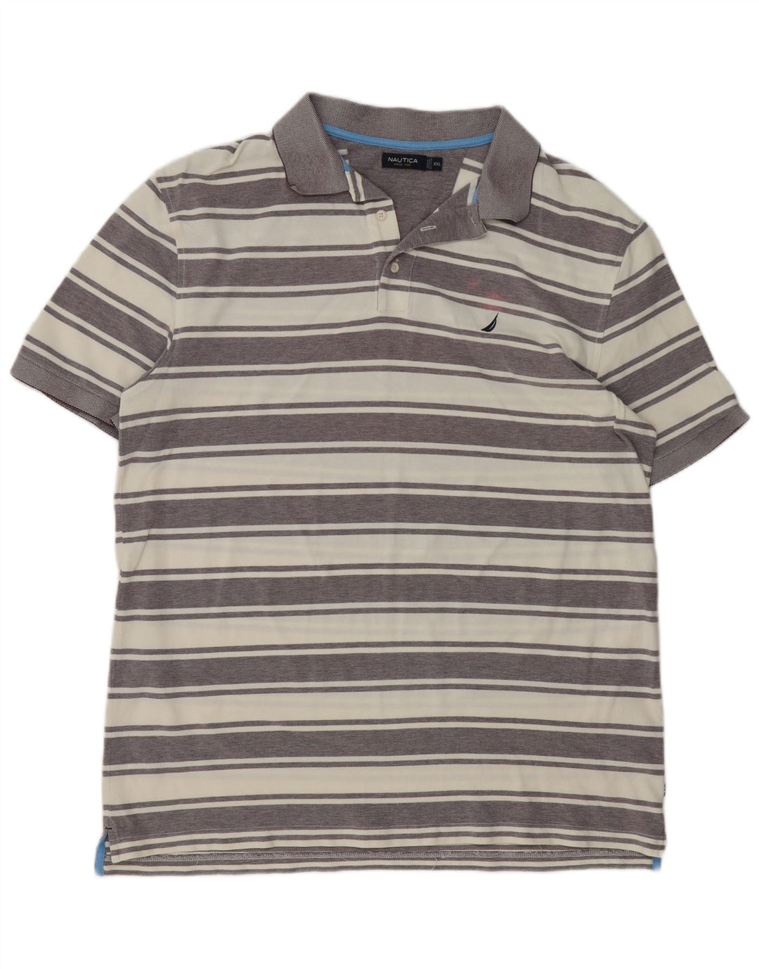 NAUTICA Ανδρικό πουκάμισο πόλο 2XL Γκρι ριγέ βαμβακερό