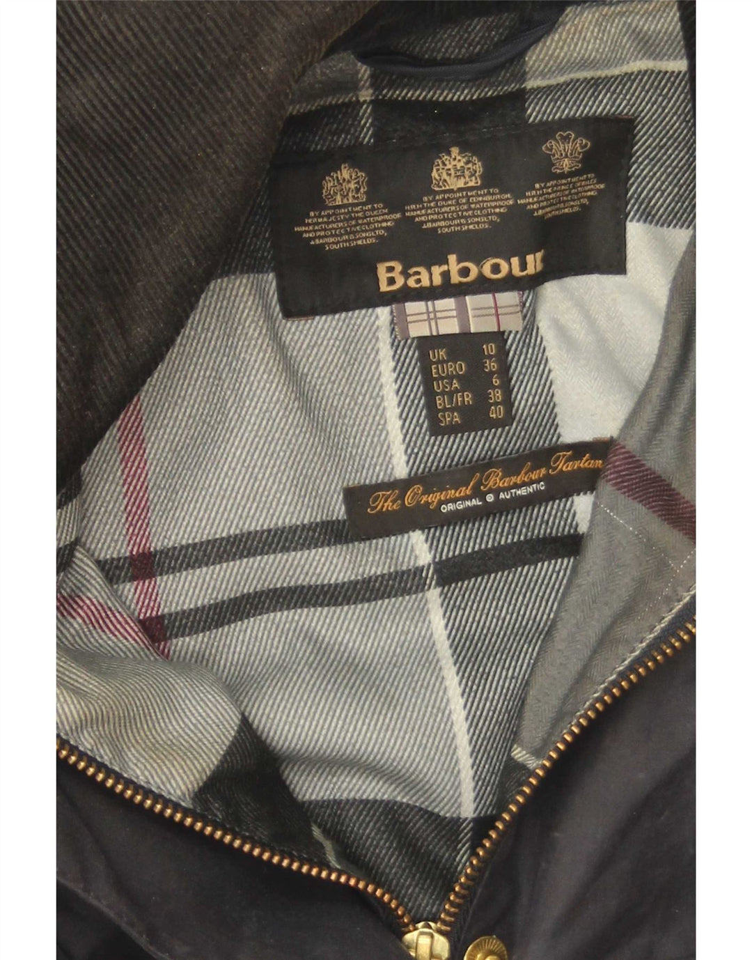 Barbour Γυναικείο κερωμένο βαμβακερό μπουφάν UK 10 Small Navy Blue Cotton