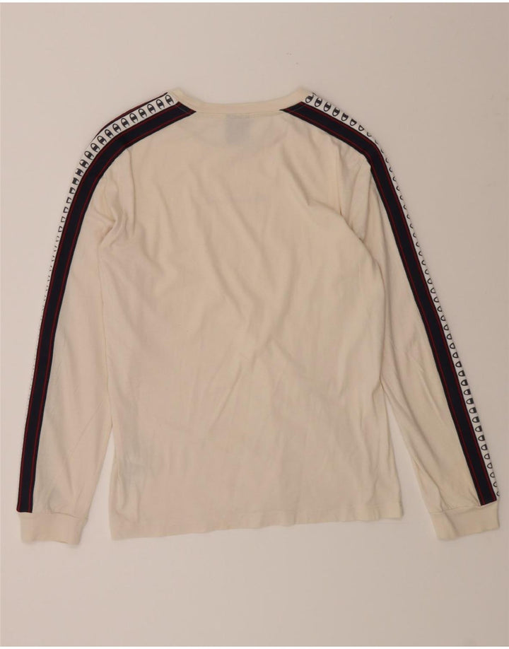 CHAMPION Mens Graphic Top Long Sleeve Medium Off White Colourblock Cotton Vintage Champion and Second-Hand Champion from Messina Hembry 