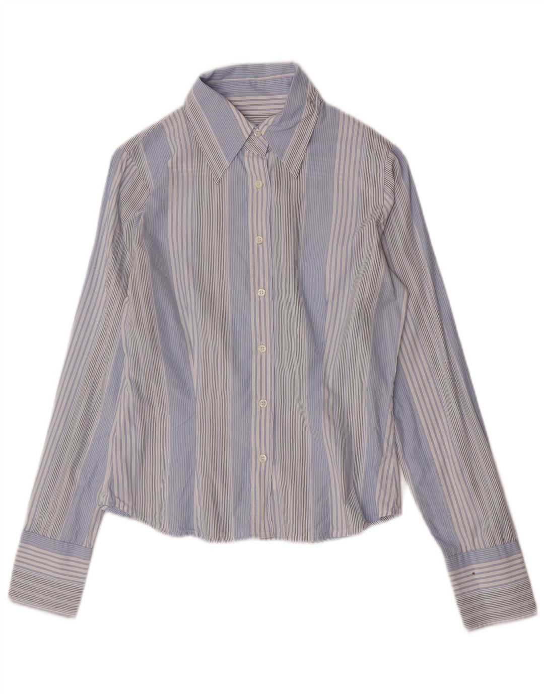 Sisley Γυναικείο πουκάμισο UK 10 Small Blue ριγέ βαμβακερό