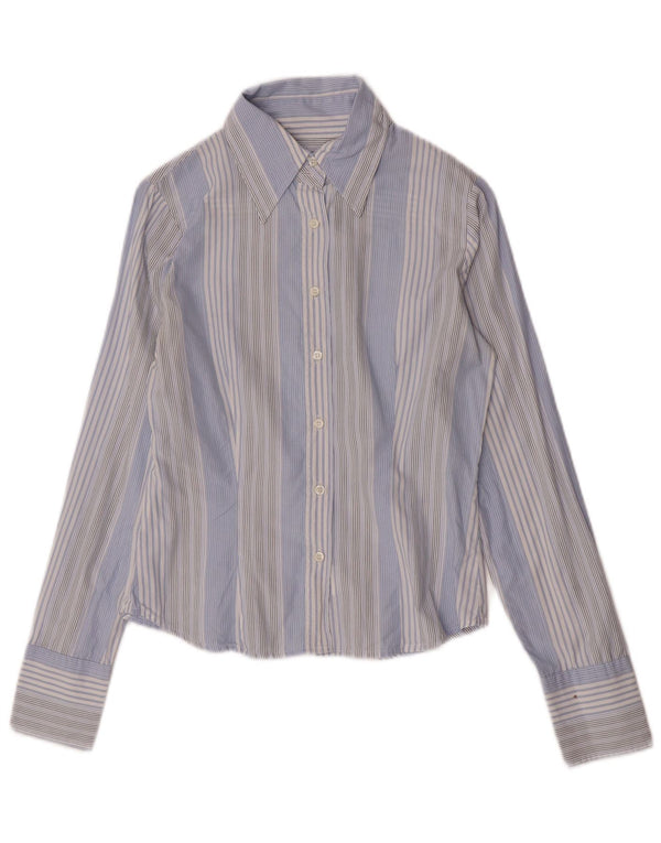 Sisley Γυναικείο πουκάμισο UK 10 Small Blue ριγέ βαμβακερό