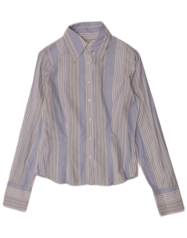 Sisley Γυναικείο πουκάμισο UK 10 Small Blue ριγέ βαμβακερό