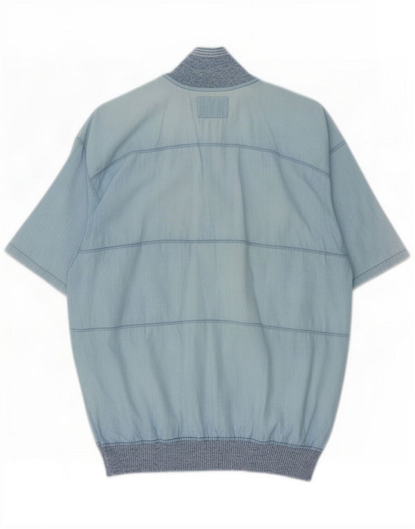 Ανδρικό κοντομάνικο πουλόβερ πουκάμισο Malagrida Medium Blue Colorblock