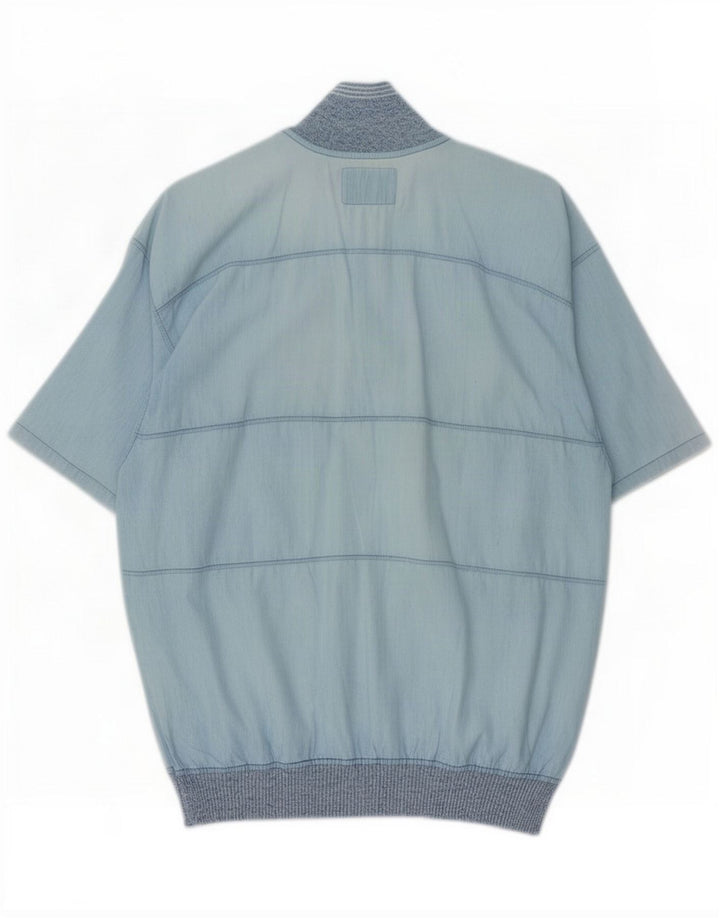 Ανδρικό κοντομάνικο πουλόβερ πουκάμισο Malagrida Medium Blue Colorblock
