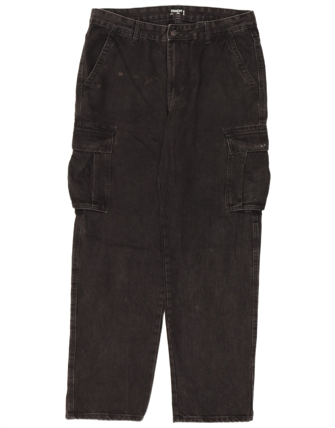 Kiabi Mens Cargo Straight Jeans IT 50 Large W34 L31 Μαύρο