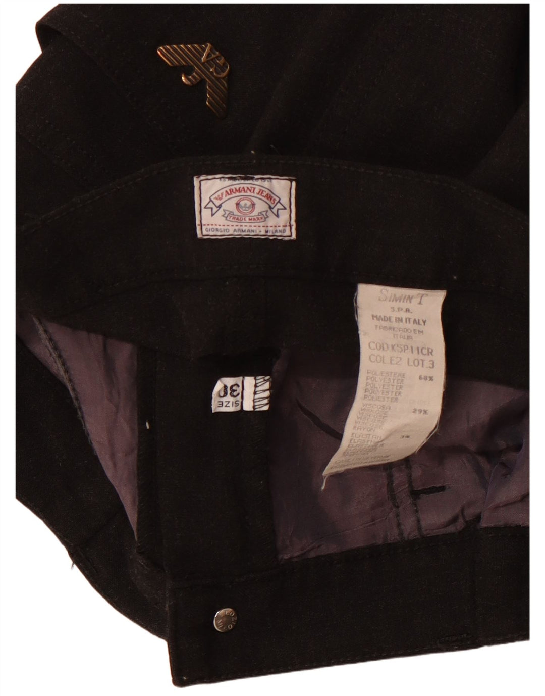 Γυναικείο ίσιο ψηλόμεσο ARMANI παντελόνι W30 L32 μαύρο πολυεστέρα