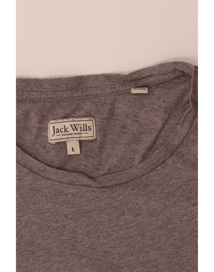 Jack Wills Ανδρικό γραφικό T-Shirt Top μεγάλο γκρι βαμβακερό