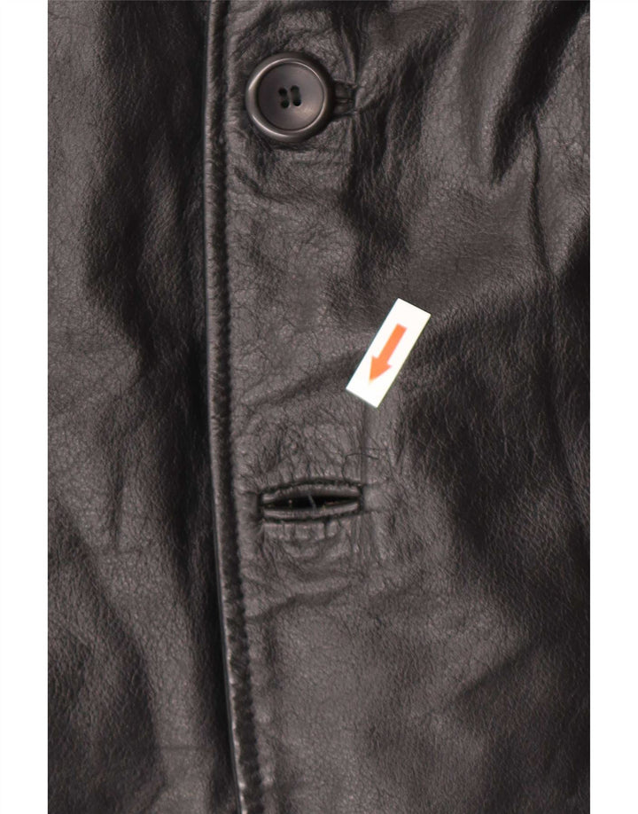 Vintage Ανδρικό Δερμάτινο Παλτό UK 38 Medium Black